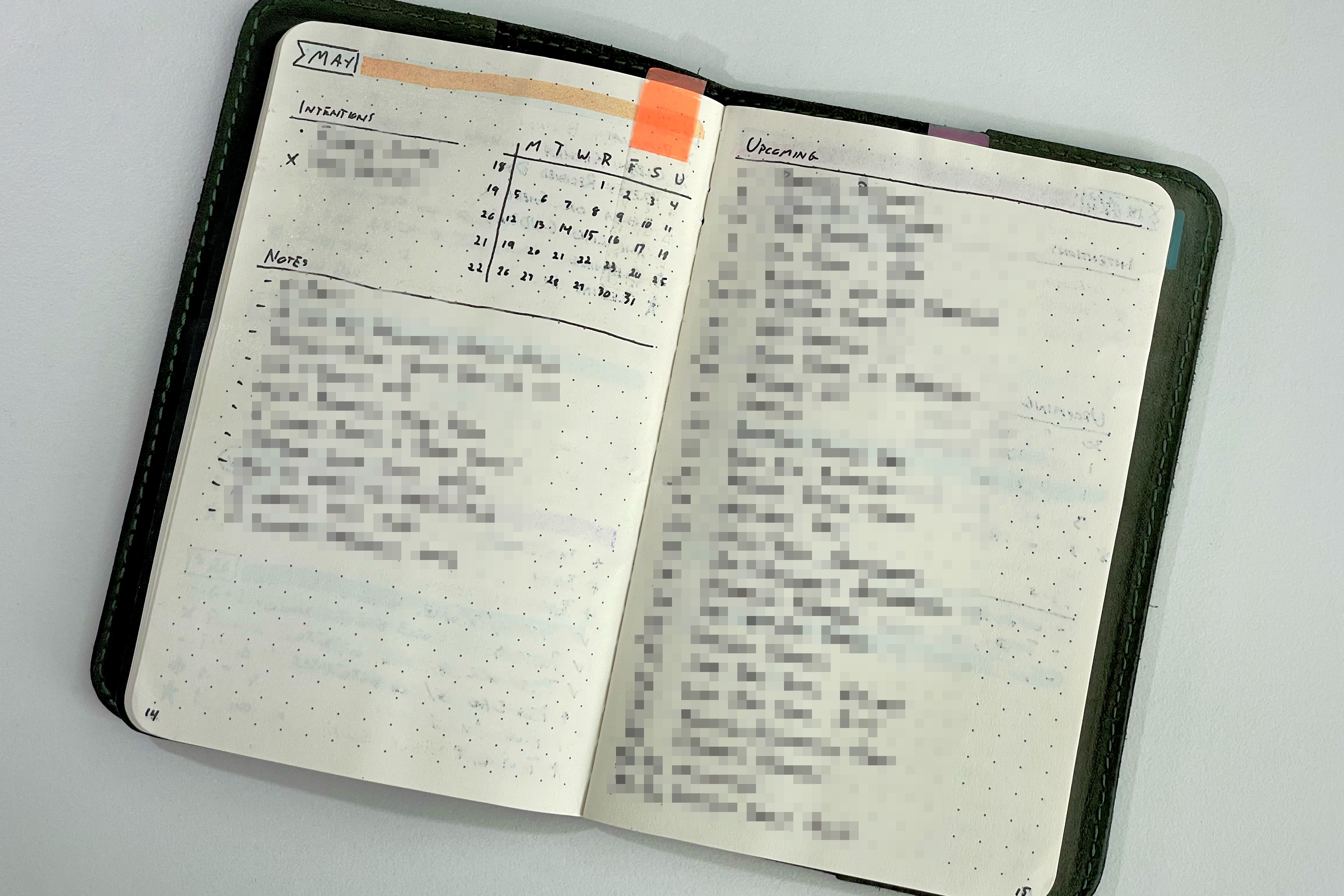 photo of pocket notebook opened up to monthly spread