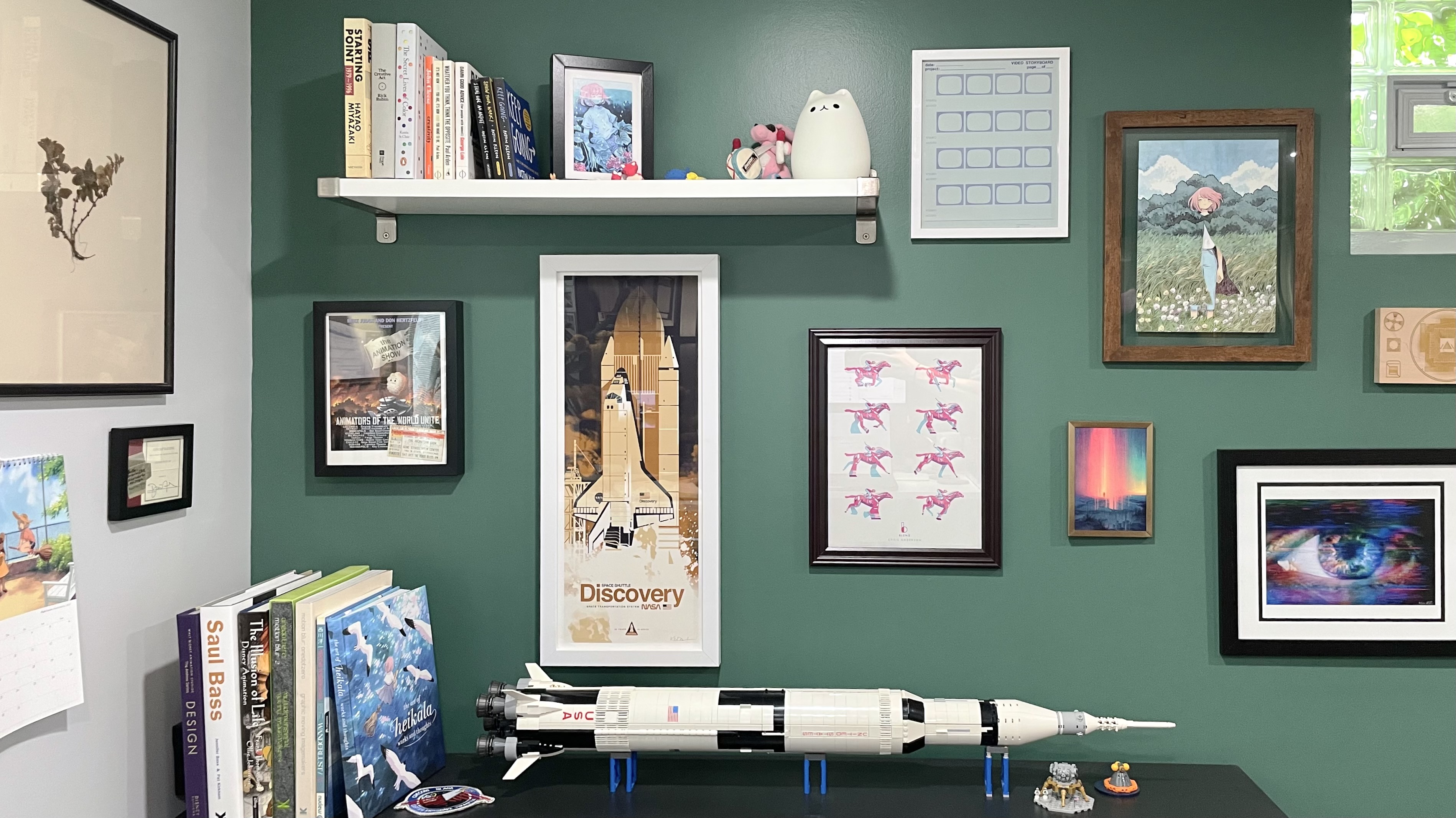 Artwork up in my wall in various frames